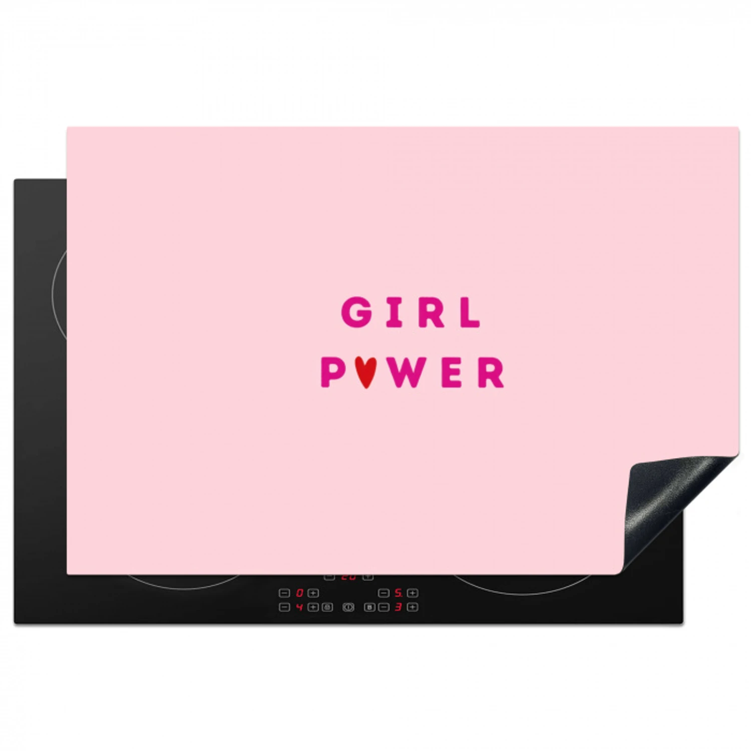 Girl power - Roze - Hartje Inductie beschermer vinyl 3mm klein -3d