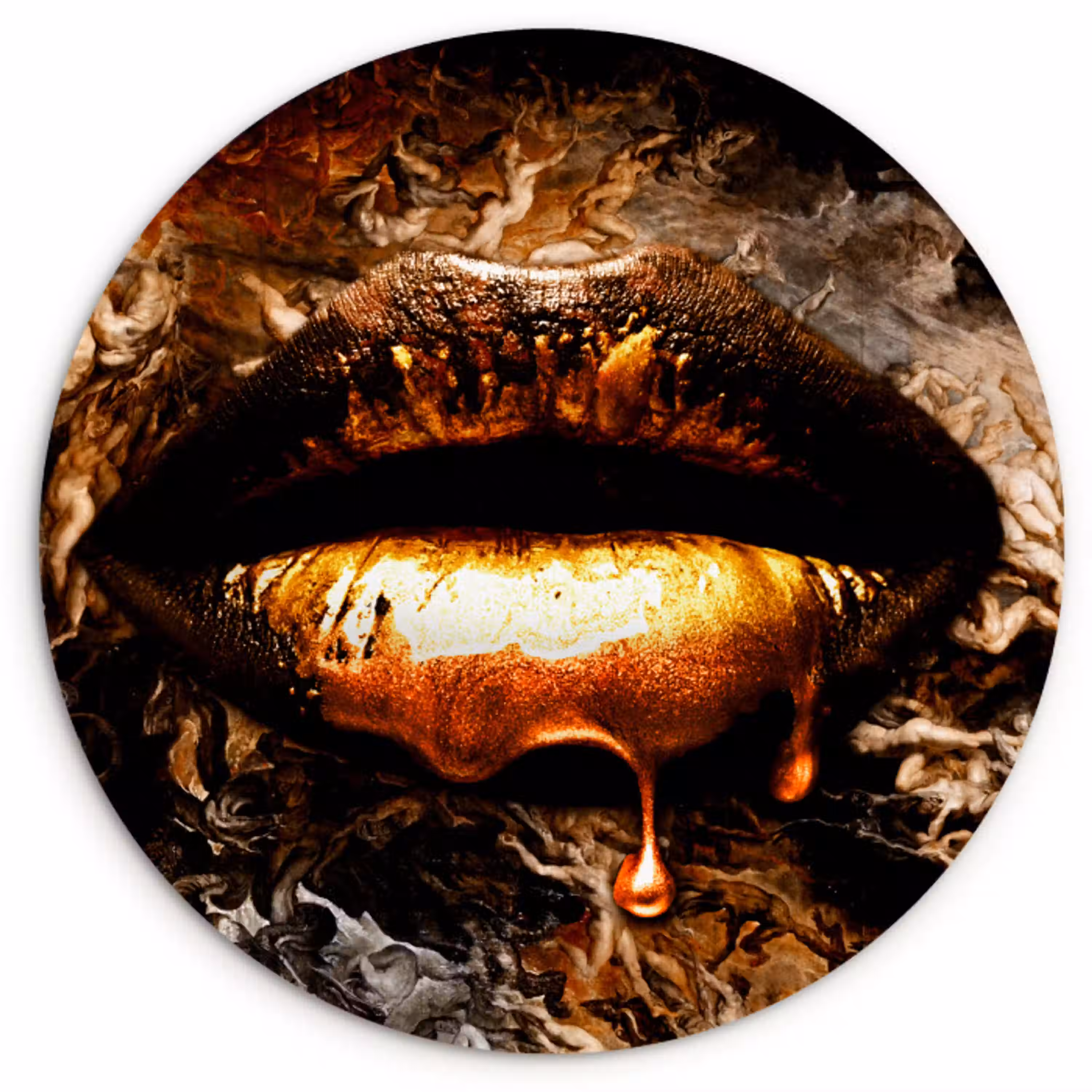 Gouden lippen KitchenYeah - Keuken - Wandcirkel Forex klein -3d