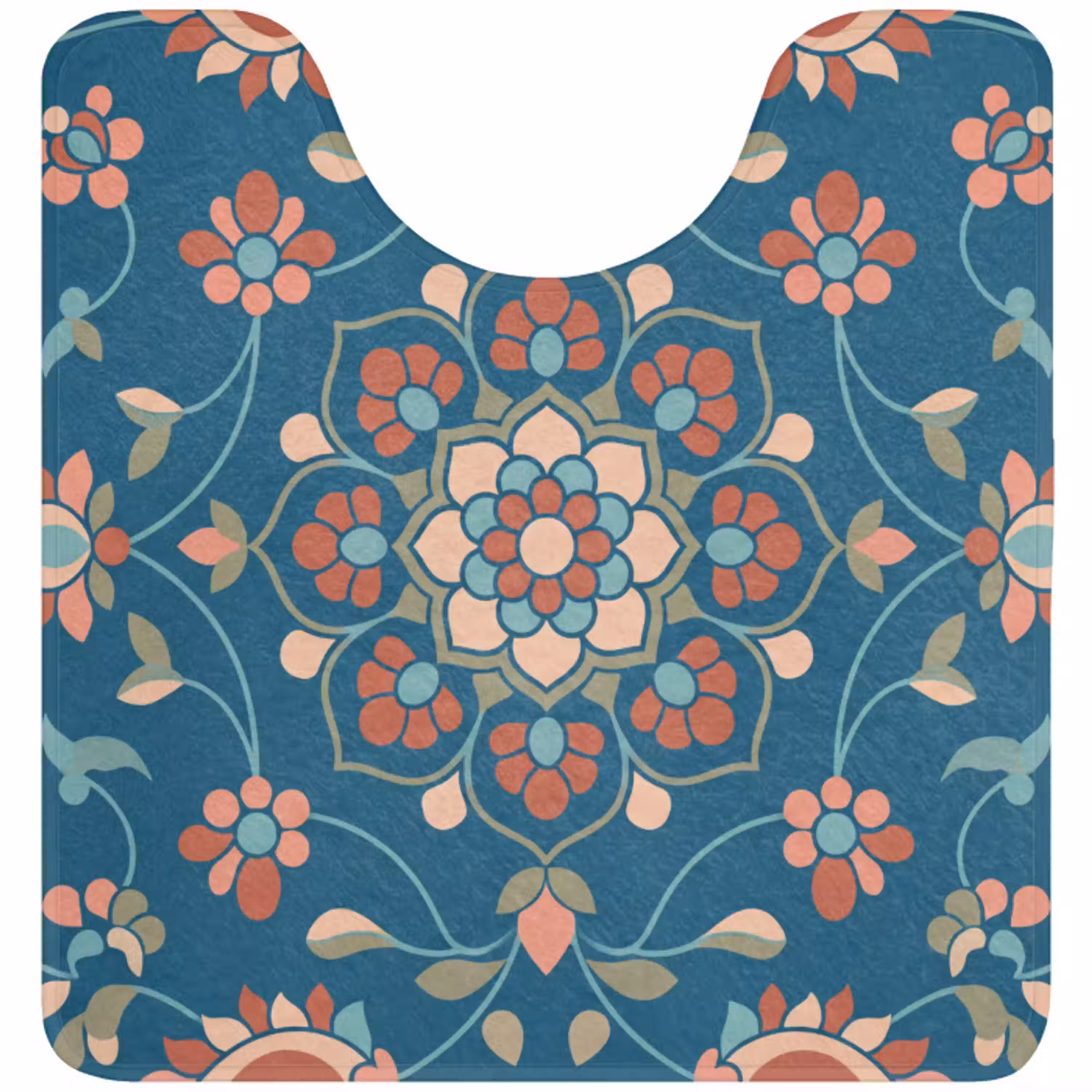 Bloemen - Patroon - Natuur - Ornament - Blauw WCmat U-uitsnede middel -3d