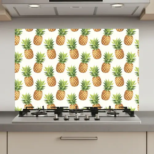 Vintage - Ananas - Blad keuken achterwand spatscherm klein 900 -3d_website