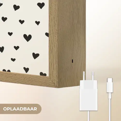 Valentijn - Harten - Zwart - Wit Light Box met batterij (Wandlamp) middel 907 -USP_websiteoplaadbaarNL