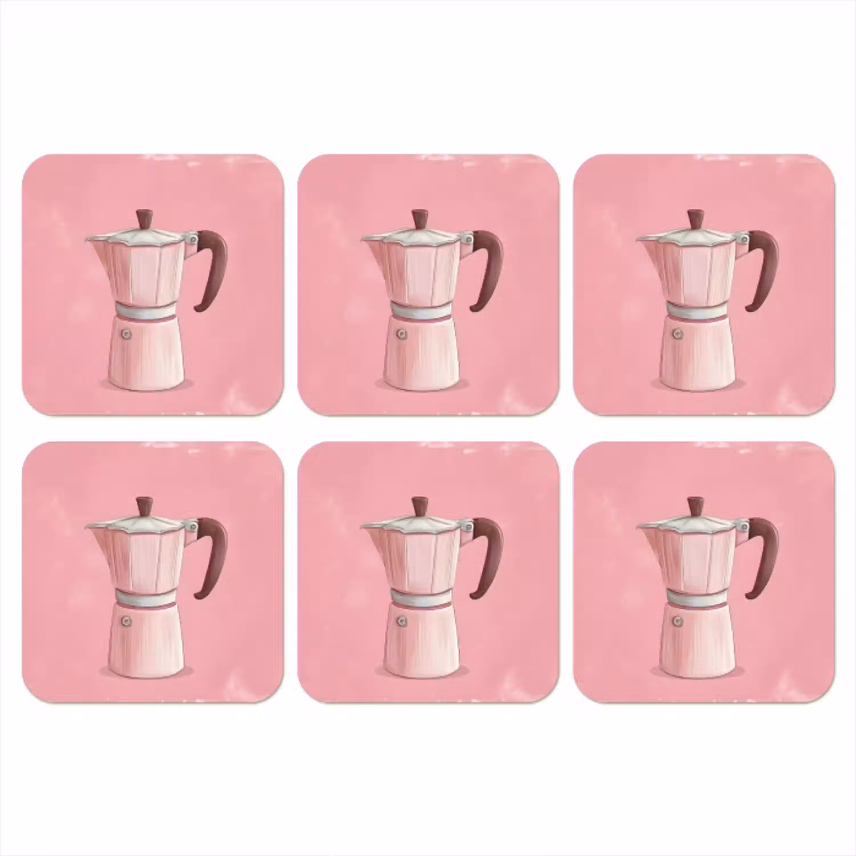 Roze - Mokkapot - Illustratie - Koffie onderzetter kurk middel -3d