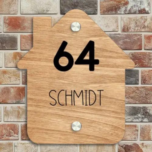 Licht hout - Modern Naambord Huisje klein -sfeer6