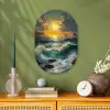 Zee - Zon - Golven - Rotsen Wandcirkel Ovaal Forex klein -sfeer2