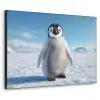 Pinguïn - Sneeuw - Landschap - Wit Textielframe zwart klein -3d