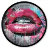 Lippen - Felroze - Graffiti - Verfstrepen Fotolijst rond zonder passe partout klein -3d