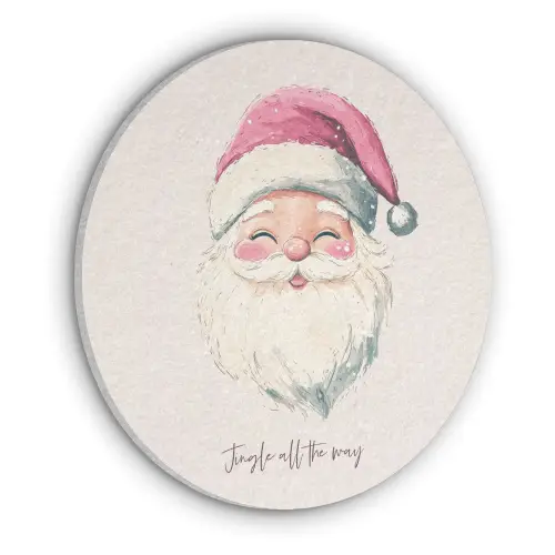 Kerstman - Kerst - Quote - Beige Akoestische PET Vilt - Rond klein -3d