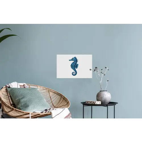 Zeepaardje - Staart - Blauw Muursticker klein -plant