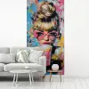 Zonnebril - Vrouw - Kleurrijk - Verfspetters fotobehang vinyl groot -woonkamer
