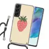 Aardbei - Minimalistisch - Rood - Fruit Hoesje Samsung Galaxy S22 met koord klein -sfeer1