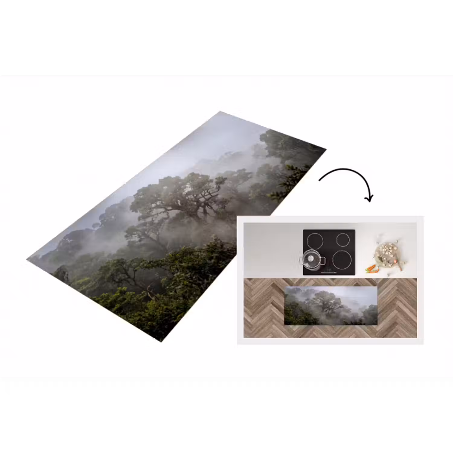 Küchenläufer - Baum – Nebel – Wald – Grün – Natur
