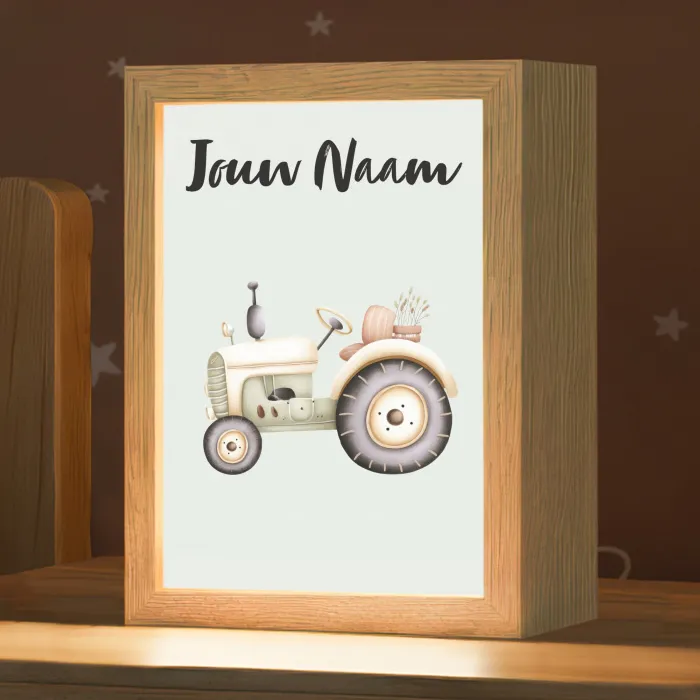 Vintage - Tractor - Pastel - Blauw Light Box met kabel (Kinderlampje) klein -zzz_3d_website