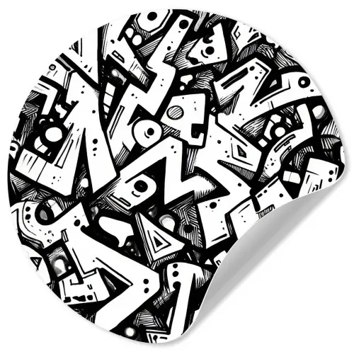 Vormen - Letters - Graffiti - Zwart Wandcirkel behangsticker klein -3d