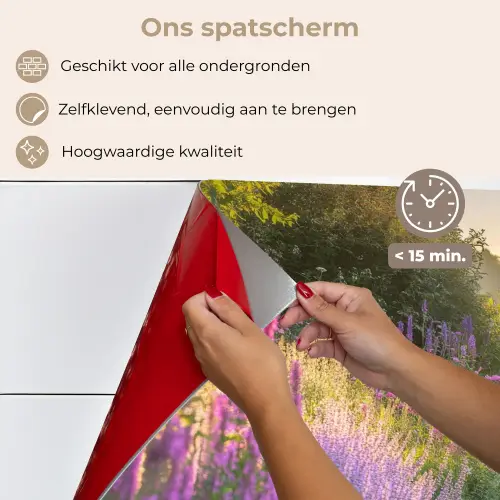 Tuinhuisje - Blauw - Bloemen keuken achterwand spatscherm klein -spatscherm_NL