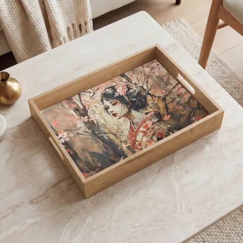 Kimono - Vrouw - kersenbomen Dienblad Rechthoek middel -sfeer1