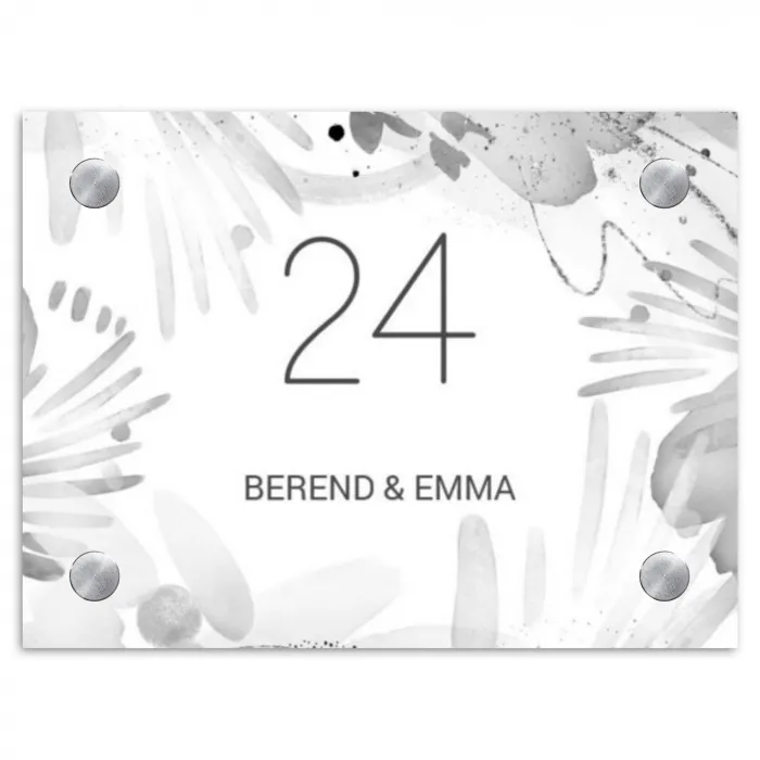 Grijze patronen - Klassiek Naambord Rechthoek middel -3d