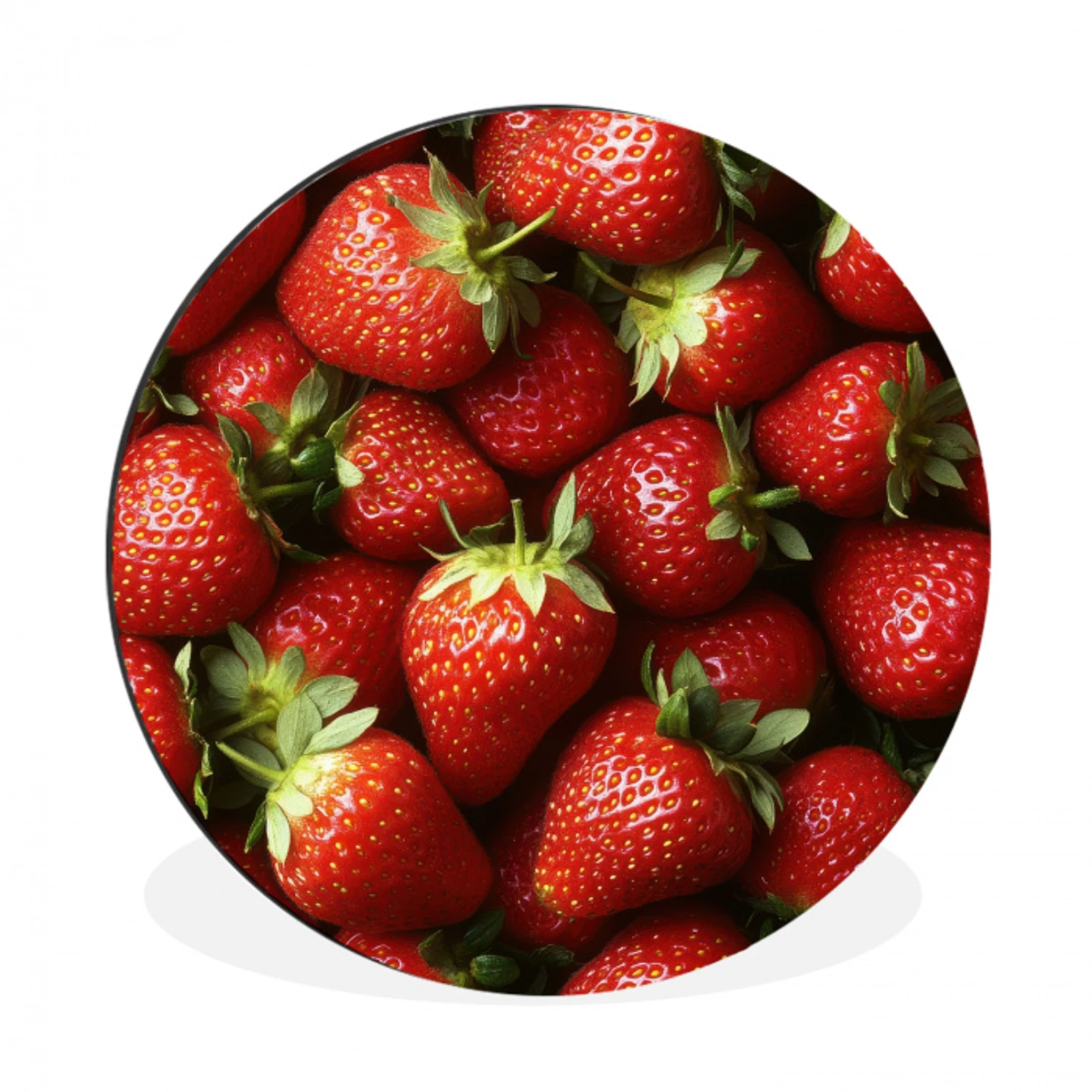 Aardbei - Fruit - Rood Wandcirkel aluminium klein -3d