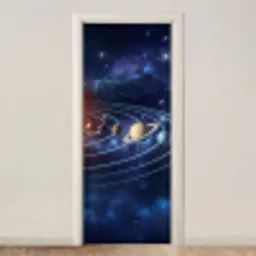 Ruimte - Zonnestelsel - Blauw deurposter klein -3d_beige