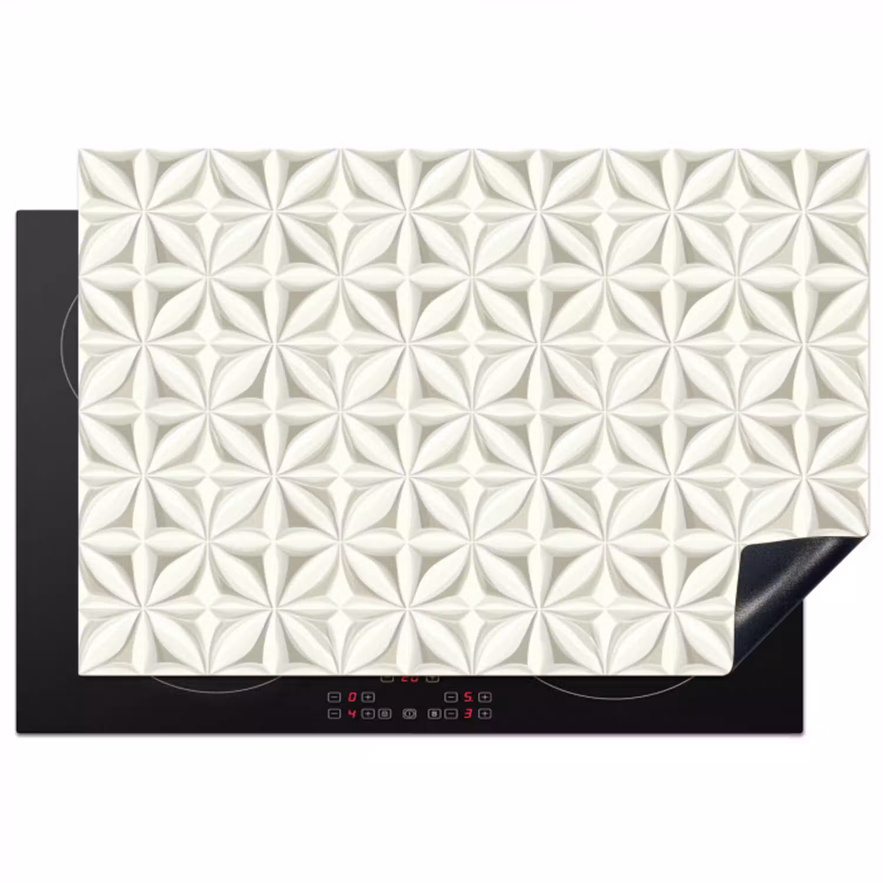 Abstract - Structuur - Grijs - Wit Inductie beschermer vinyl 3mm klein 276 -3d