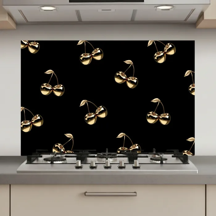 Patroon - Kersen - Goud - Chrome keuken achterwand spatscherm klein -3d_website