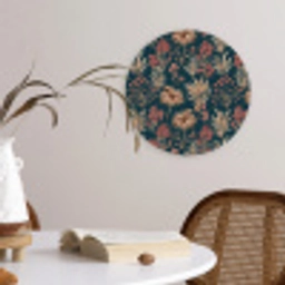 Botanisch - Patroon - Blauw Wandcirkel kunststof plaat 5mm dik klein 188 -sfeer4