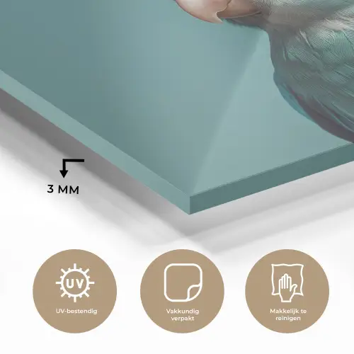 Parkiet - Vogel - Koksmuts - Cute plexiglas 5mm klein -sfeer2