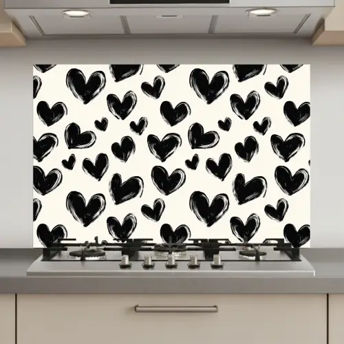 Hartjes - Patroon - Zwart keuken achterwand spatscherm klein 900 -3d_website