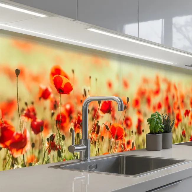 Küchenrückwand - Mohnblumen - Blumen - Rot - Blumenfeld