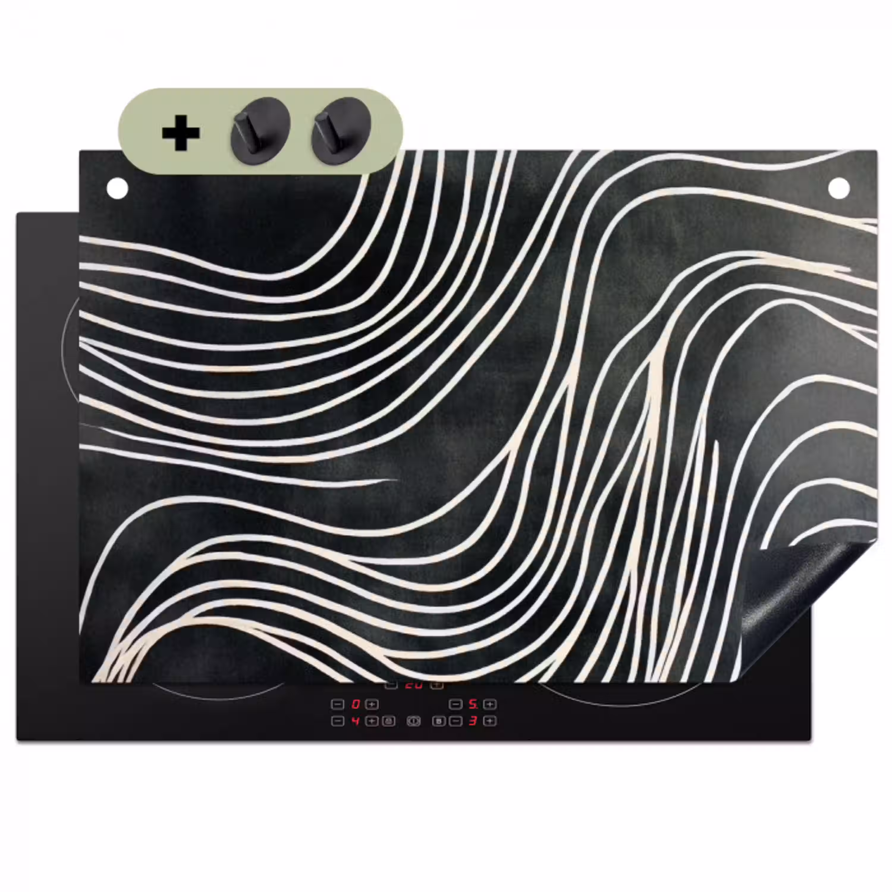 Lijnen - Patroon - Abstract - Wit Inductie beschemer met haakjes klein -3d