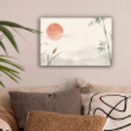 Minimalistisch - Bamboe - Groen canvas 2cm klein -sfeer1