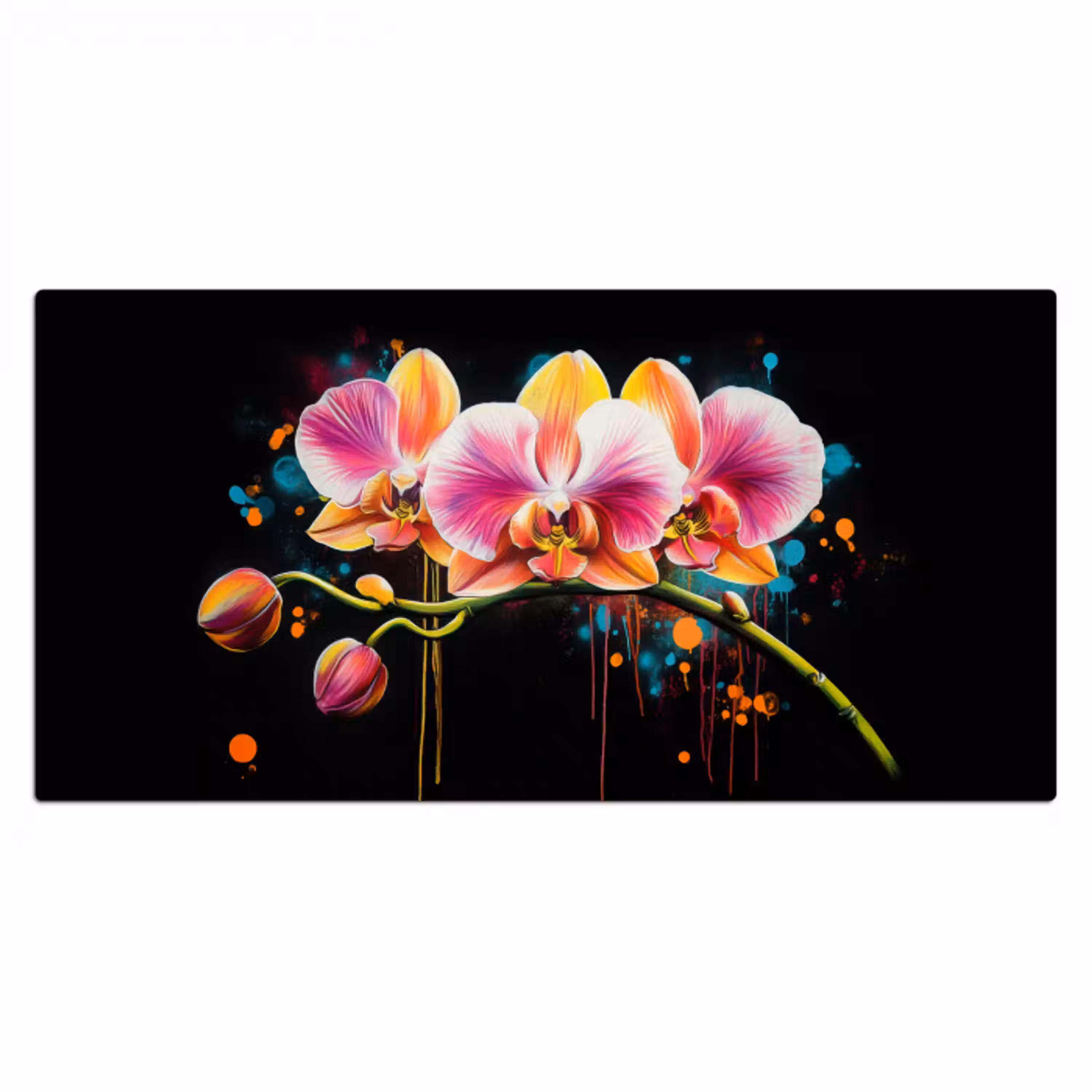 Orchidee - Graffiti - Kleurrijk - Bloemen - Abstract Muismat XXL klein -3d_leeg