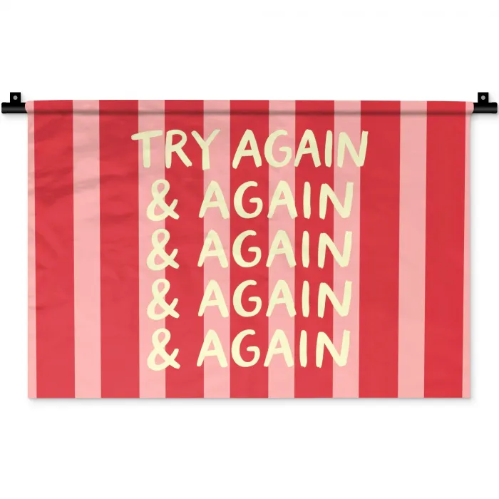 Strepen - Rood - Try again Wandkleed katoen klein -zz3d
