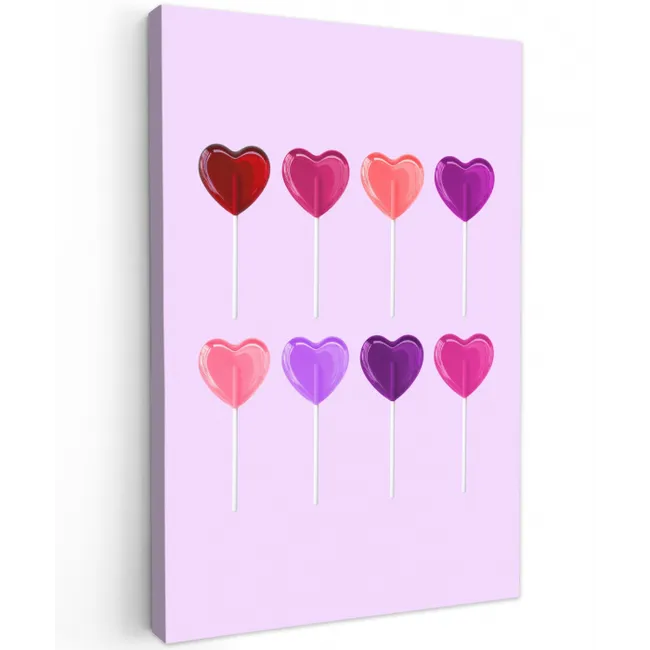 Lolly - Hart - Roze - Snoep Tuinposter op houten frame 2 cm dik middel -3d