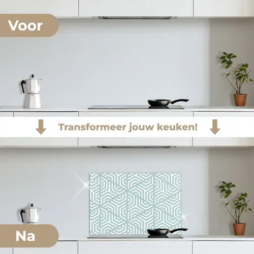 Design - Geometrie - Patroon - Driehoek keuken achterwand spatscherm klein 900 -voor_na_NL