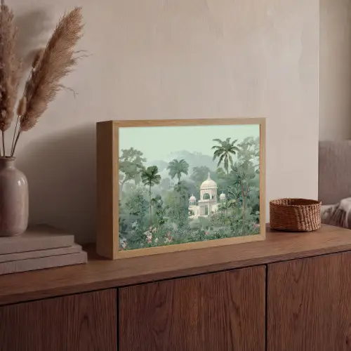 Tropische tuin - Koepelgebouw - Bloemen Light Box met batterij (Wandlamp) middel -sfeer2