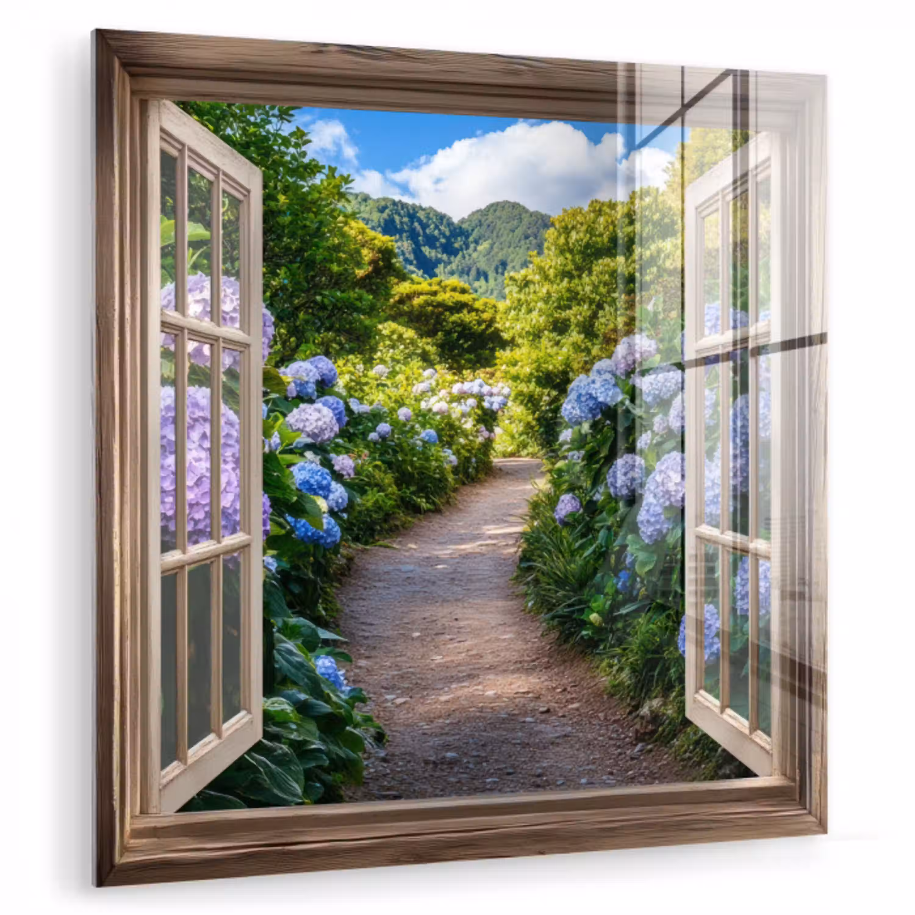 Doorkijk - Hortensia - Pad - Natuur plexiglas 5mm klein -zzzproduct_nieuw