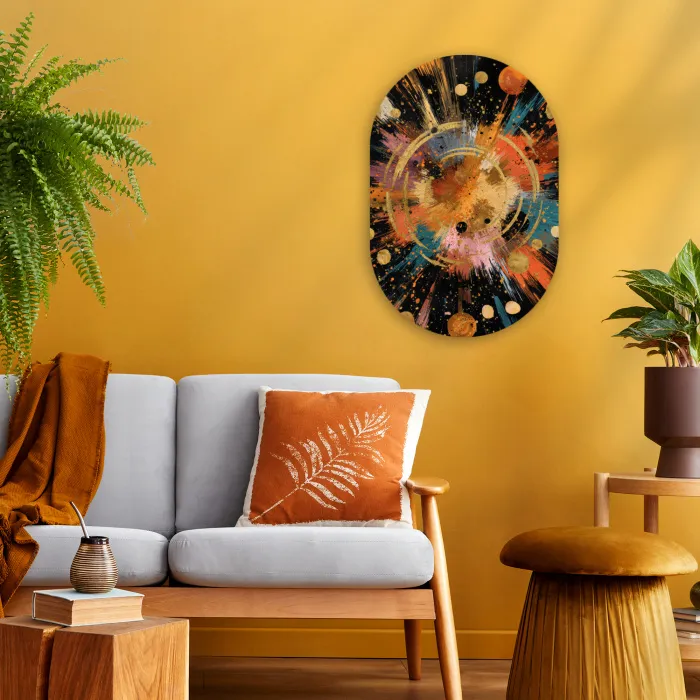 Explosie - Verfstructuur - Goud - Abstract Wandcirkel Ovaal Forex klein -sfeer4
