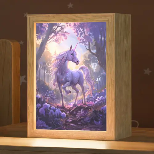 Eenhoorn - Paars - Sprookje - Fantasy dier Light Box met kabel klein -zzz_3d_website