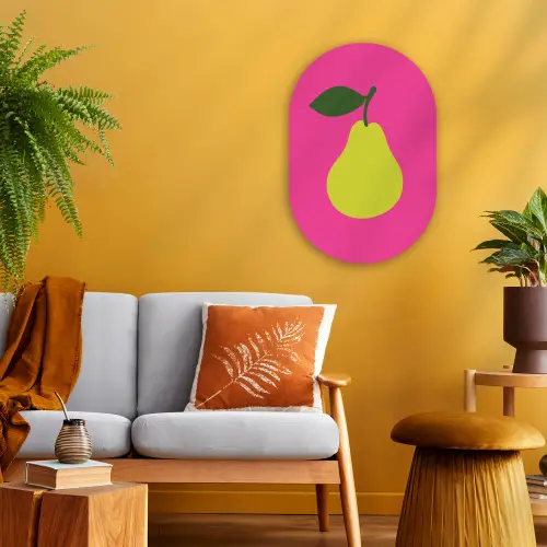 Illustratie - Fruit - Peer - Groen Wandcirkel Ovaal Forex klein -sfeer4