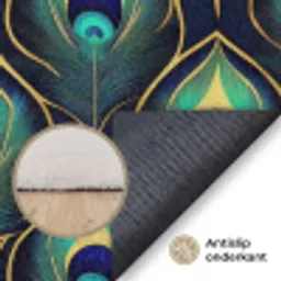 Pauw - Veren - Groen Vloerkleed Rechthoek klein 1091 -uniquesellingpoint_antislip_NL_DE