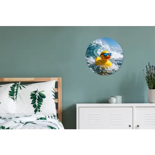 Badeend - Stoer - Golven Wandcirkel aluminium klein -slaapkamer