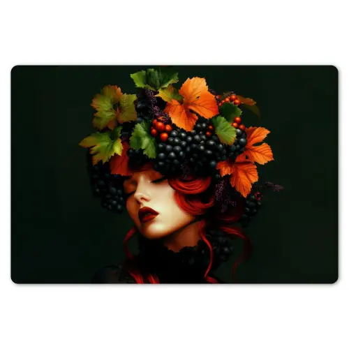 Vrouw - Rood - Groen - Druiven Placemat vinyl groot -zzsfeer1_Kitchenyeah-website