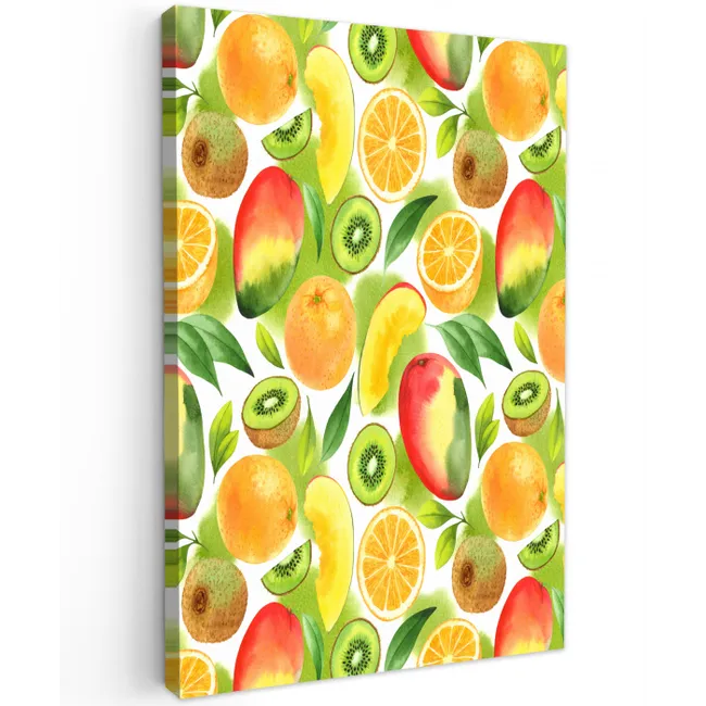 Kiwi - Sinasappel - Mango - Perzik Tuinposter op houten frame 2 cm dik klein 841 -3d