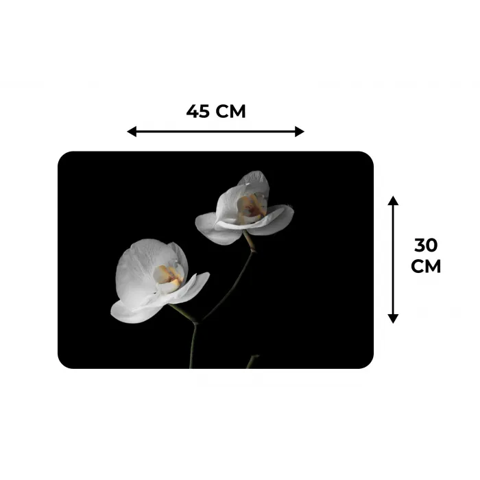 Orchidee - Bloemen - Zwart - Wit - Stilleven Placemat vinyl groot -specs