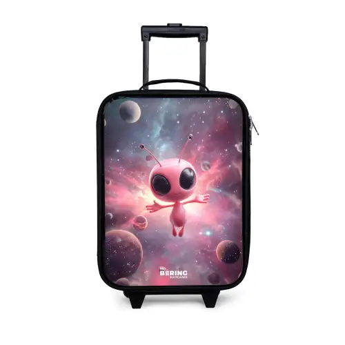 Roze Alien in Sterrennevel Kinderkoffer - Zwart klein -3d