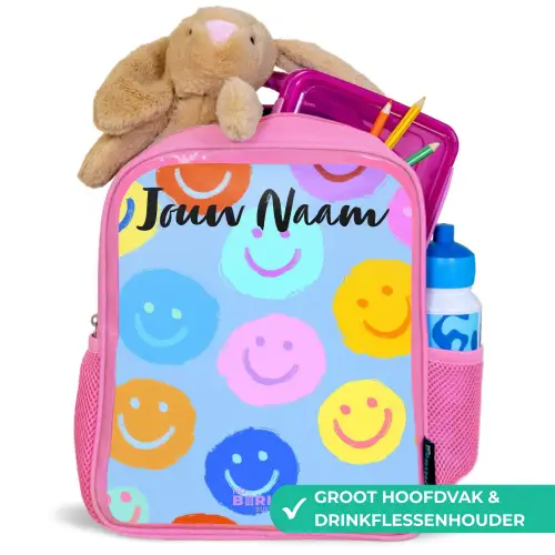 Vrolijk patroon van smileys Kinderrugzak - Roze middel -inhoud_NL