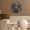 Olifant - Watercolor - Wilde dieren - Luxe Akoestische PET Vilt - Rond klein -sfeer1