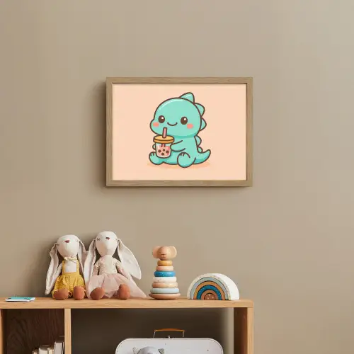 Dino - Boba - kawaii - Oranje Light Box met batterij (Wandlamp kind) middel -sfeer2_kind