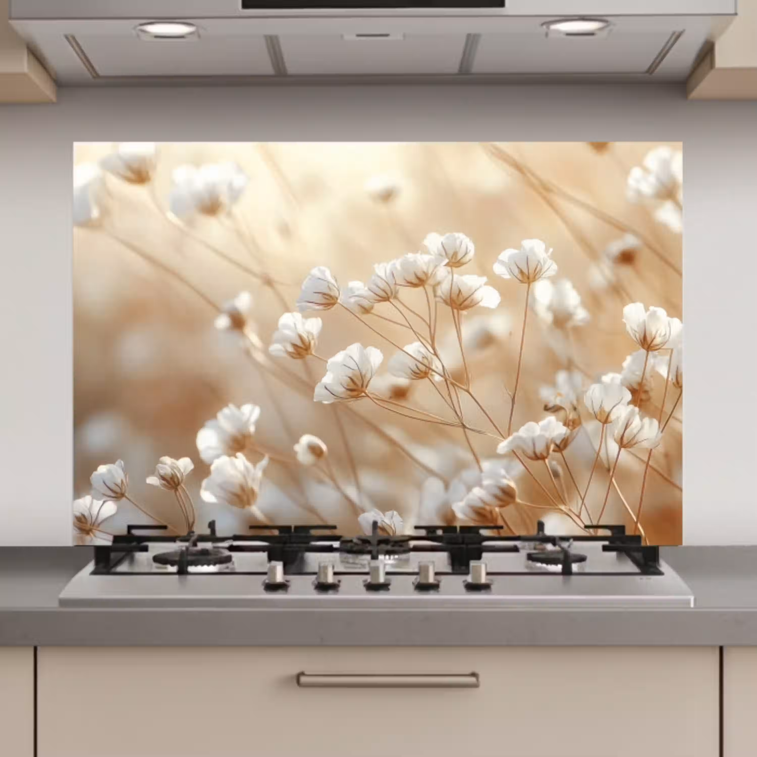 Wilde - Bloemen - Wit keuken achterwand spatscherm klein -3d_website