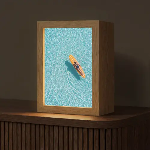 Surfboard - Water - Badpak - Oranje Light Box met kabel (Tafellamp) klein -z3d_website